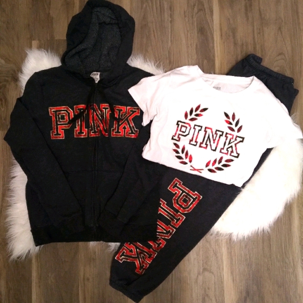 VS PINK 3 PIECE BUFFALO PLAID SET